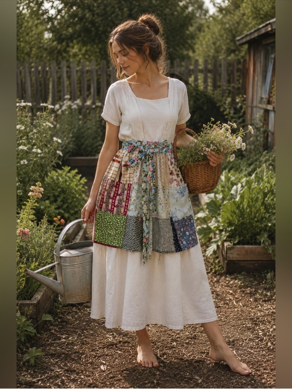 Cottagecore Patchwork Floral Half Apron Vintage Style Prairie Granny Chic
